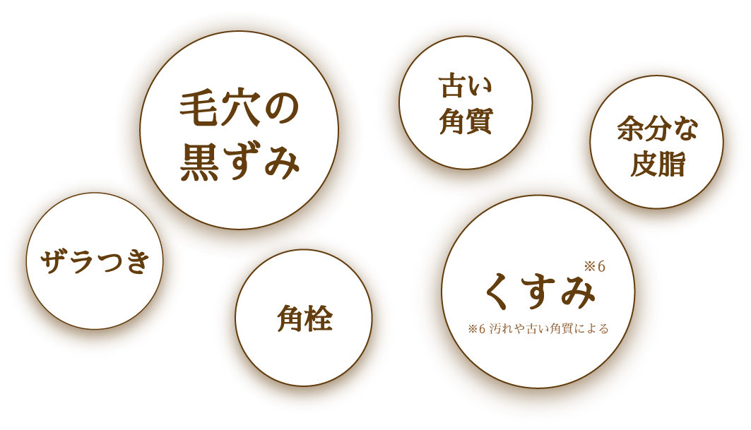 毛穴の汚れ・ザラつき・角栓・古い角質・余分な皮脂・くすみをキレイにオフ